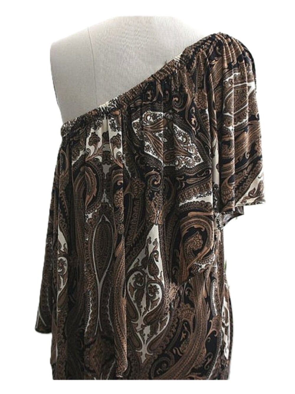Michael Kors  Brown Paisley One Shoulder Top size M - Picture 4 of 4